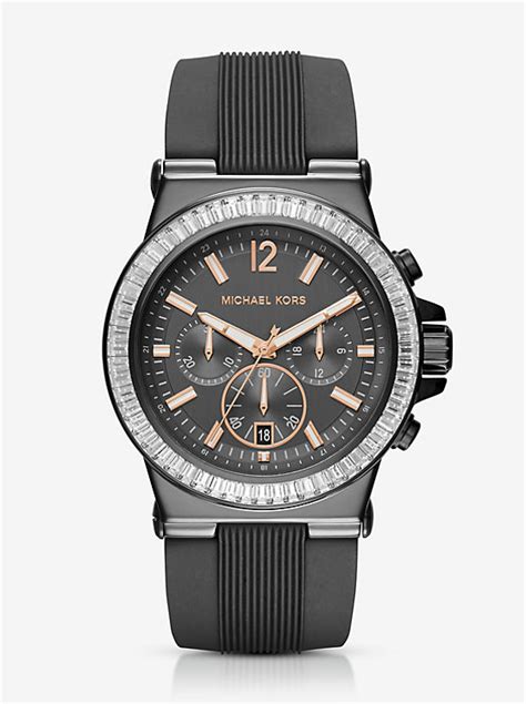 michael kors dylan pavé gunmetal silicone watch